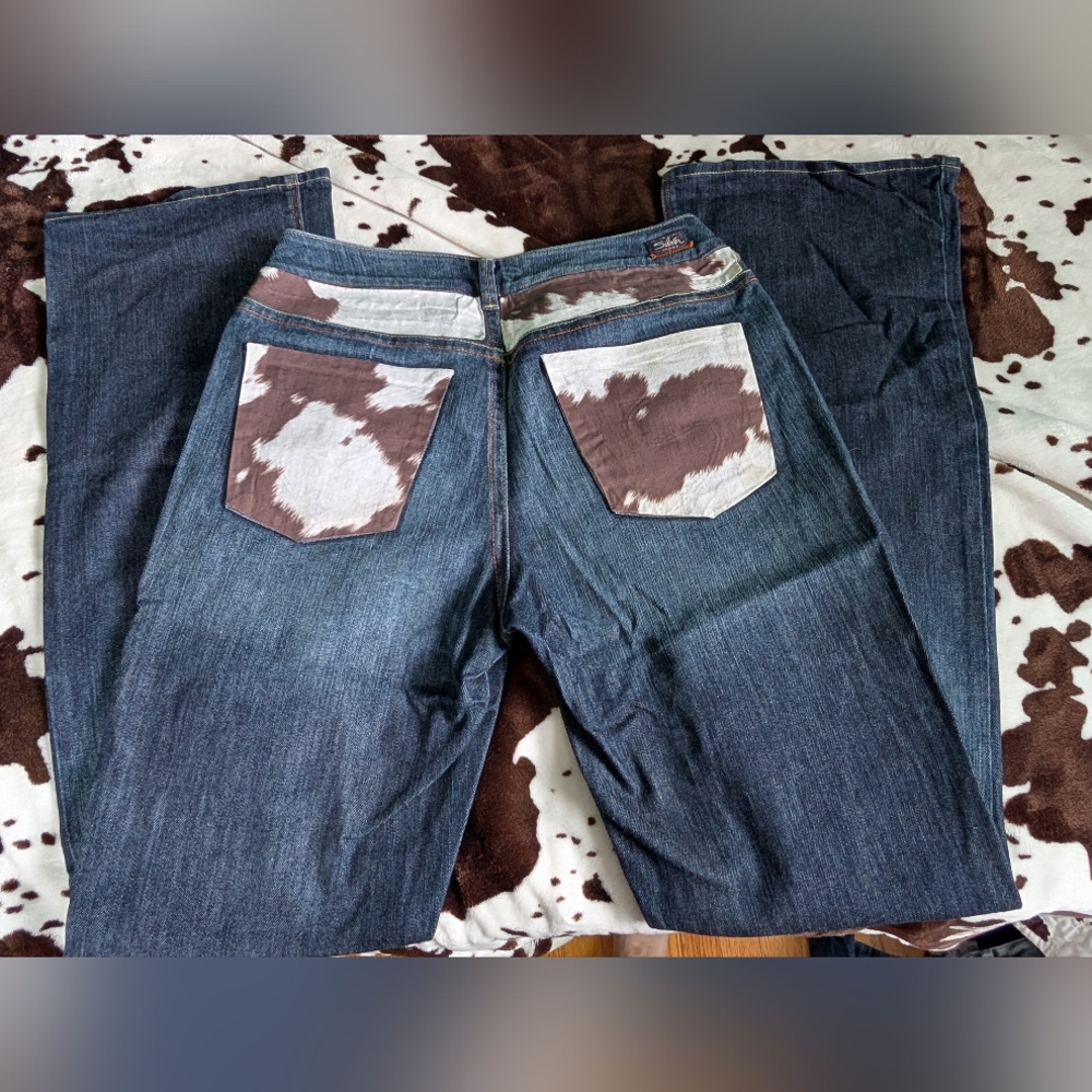 Custom Made Cow Print Silver Jeans!